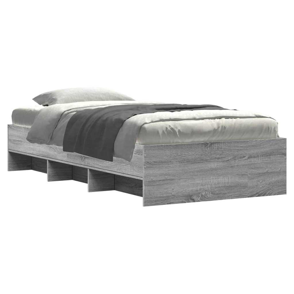 Bed Frame without Mattress Grey Sonoma 75x190 cm Small Single Engineered Wood