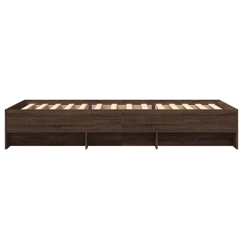 Bed Frame without Mattress Brown Oak 75x190 cm Small Single Engineered Wood
