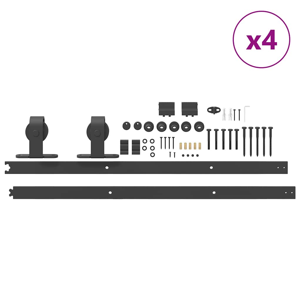 Sliding Door Hardware Kit 366 cm Steel Black
