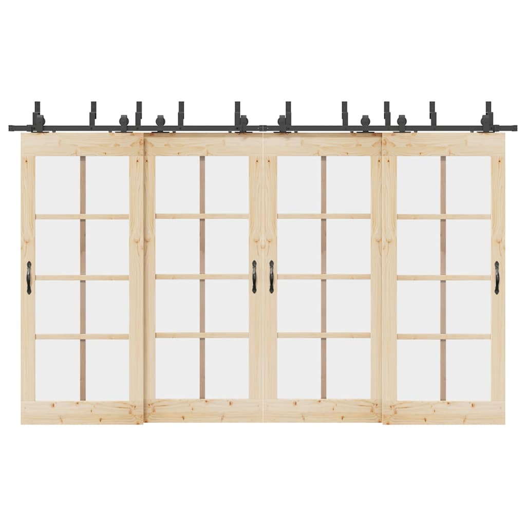 Sliding Door Hardware Kit 366 cm Steel Black