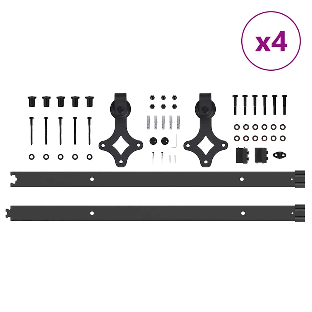 Sliding Door Hardware Kit 305 cm Steel Black
