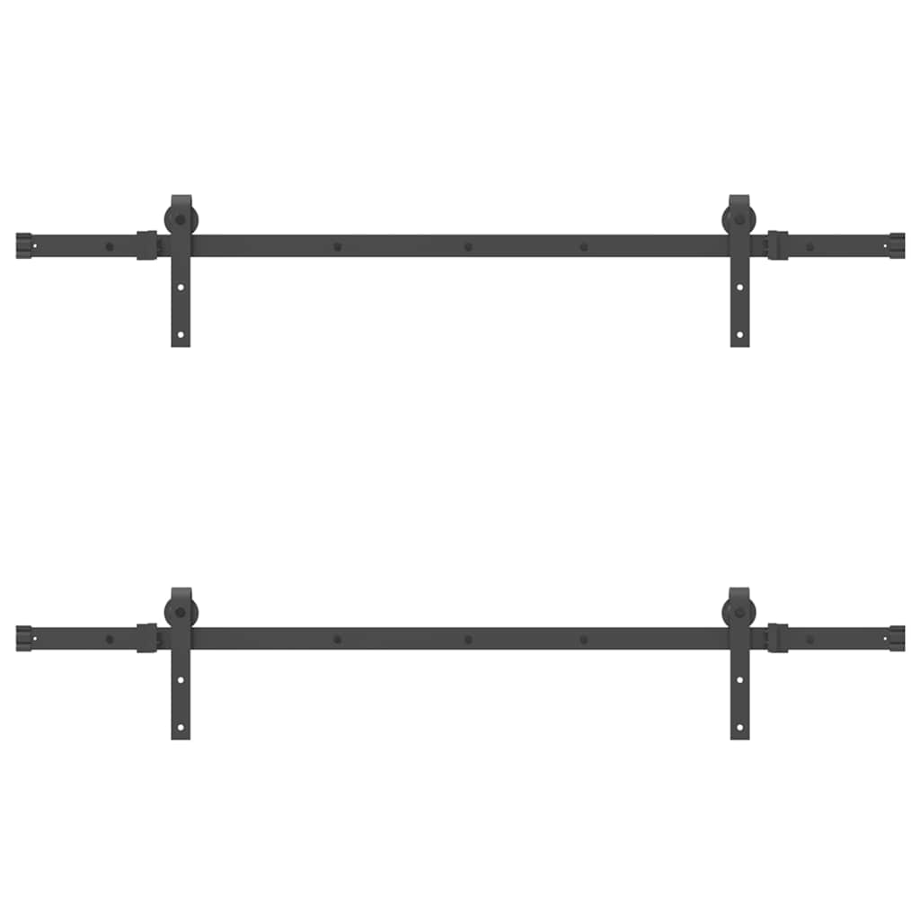 Sliding Door Hardware Kit 305 cm Steel Black