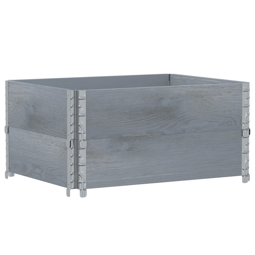 Pallet Collars 2 pcs Grey 80x60 cm Solid Wood Pine