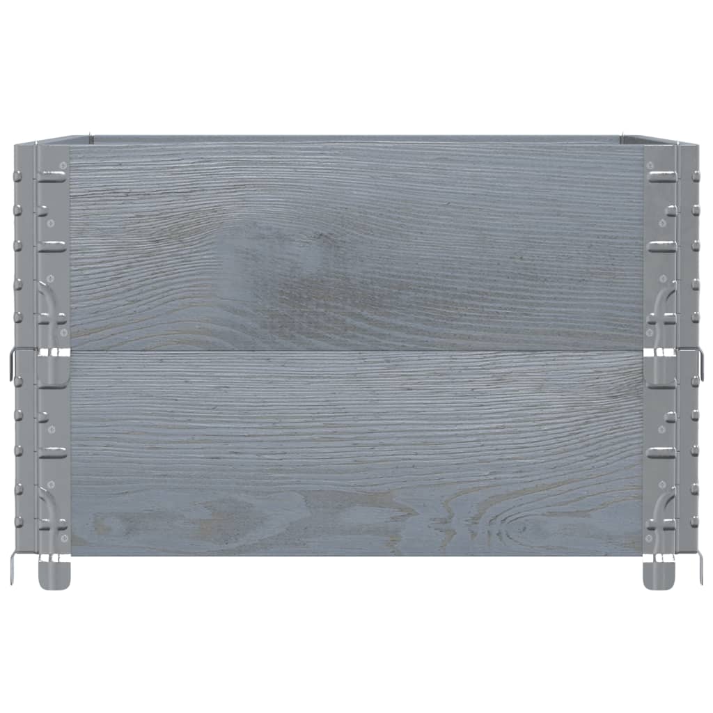 Pallet Collars 2 pcs Grey 80x60 cm Solid Wood Pine