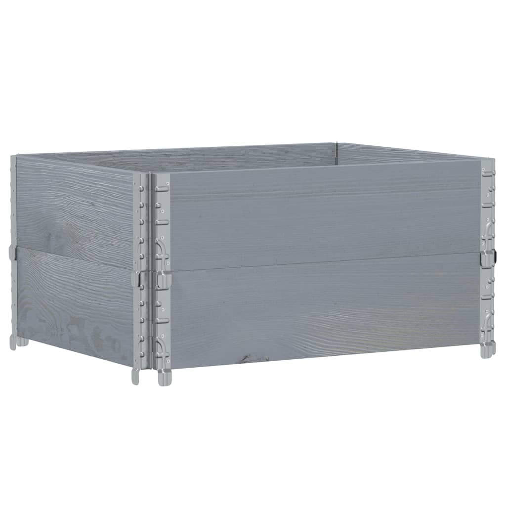 Pallet Collars 2 pcs Grey 80x60 cm Solid Wood Pine
