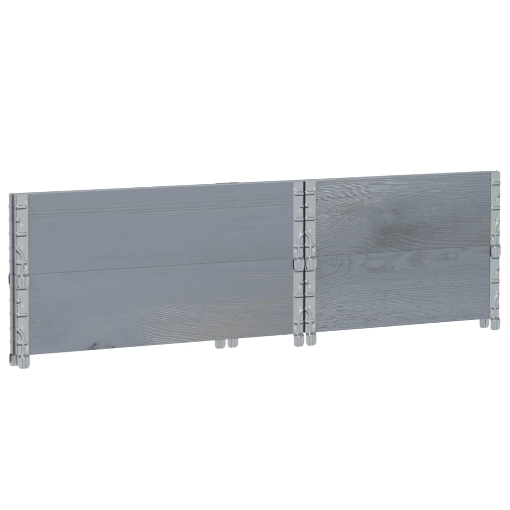 Pallet Collars 2 pcs Grey 80x60 cm Solid Wood Pine