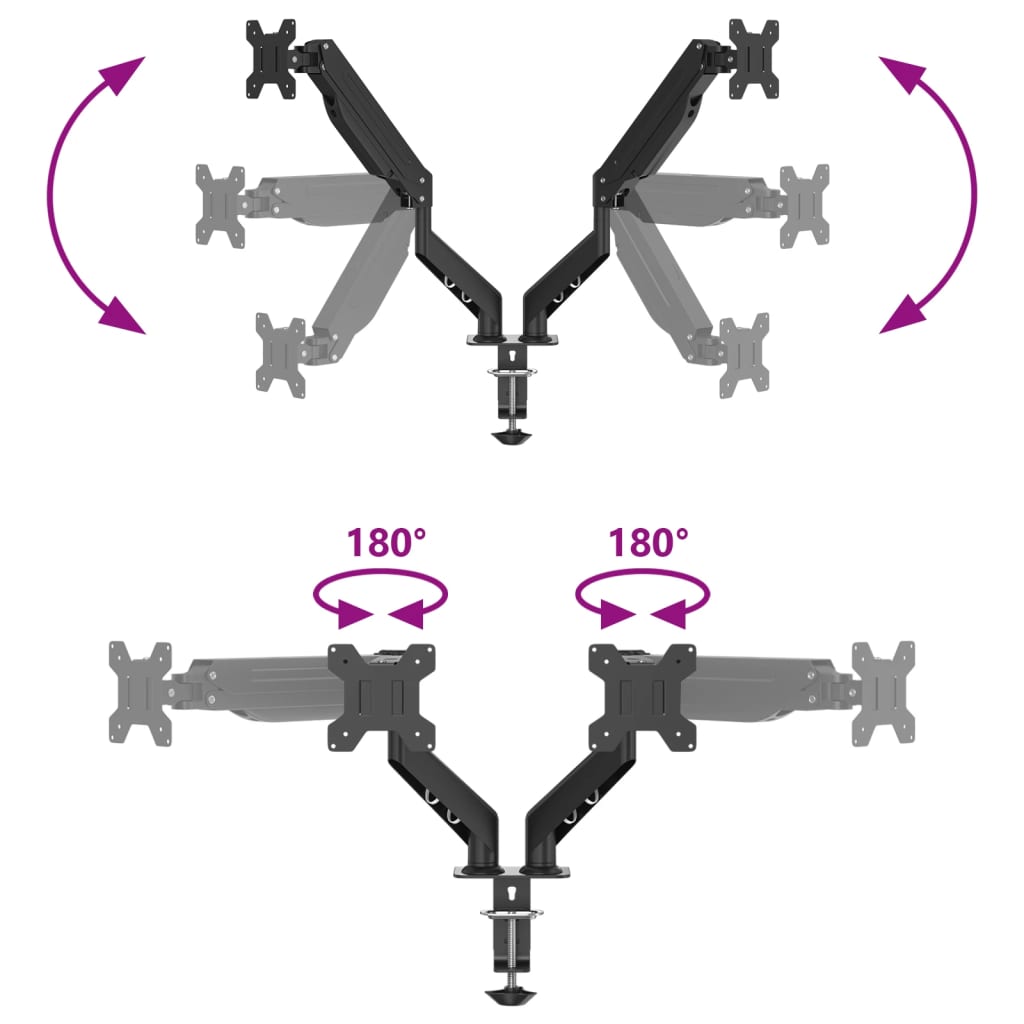 Dual Monitor Arm for Max 27 Inch Screen Gas Spring 20 kg