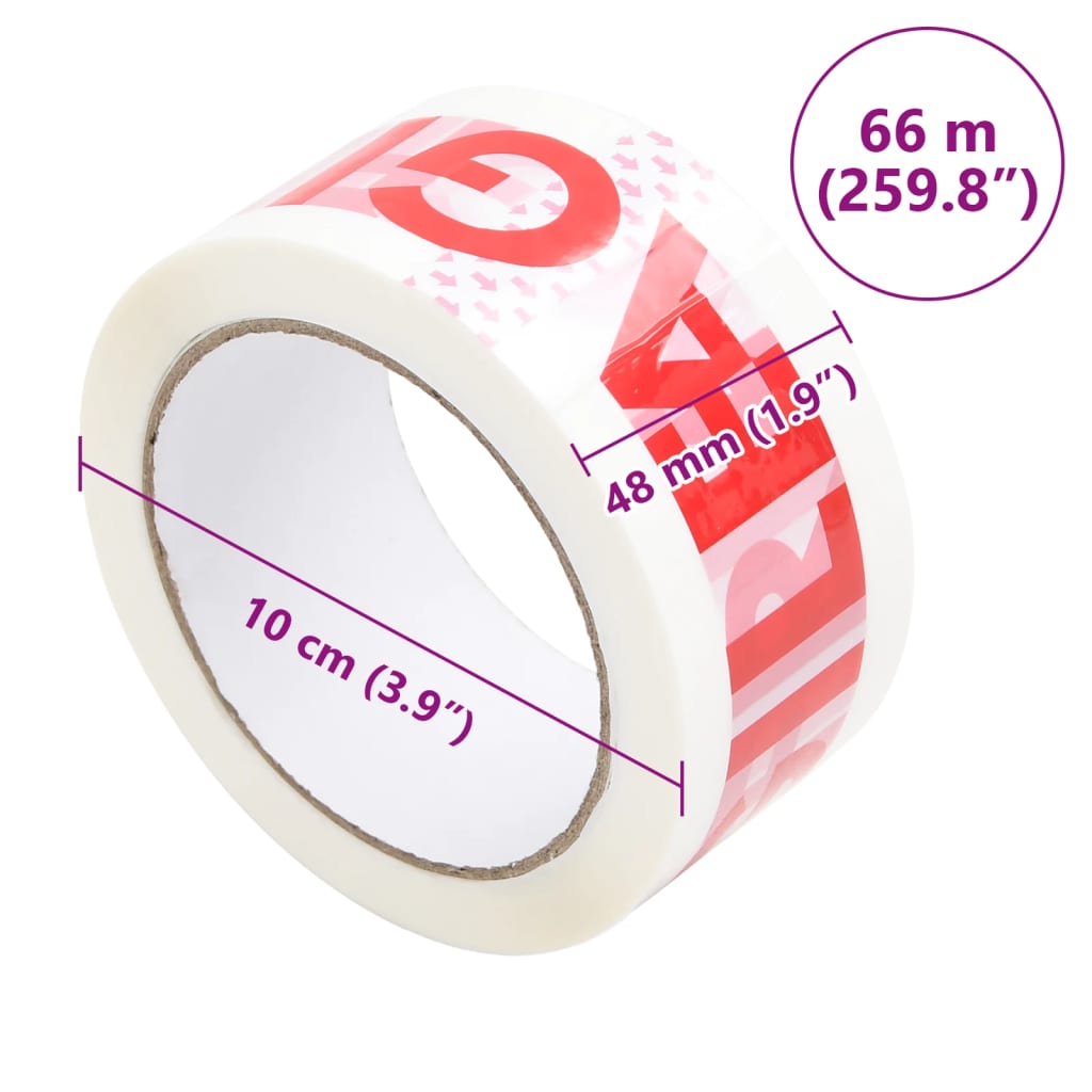Packaging Tape 36 pcs FRAGILE Printed White 48 mm x 66 m