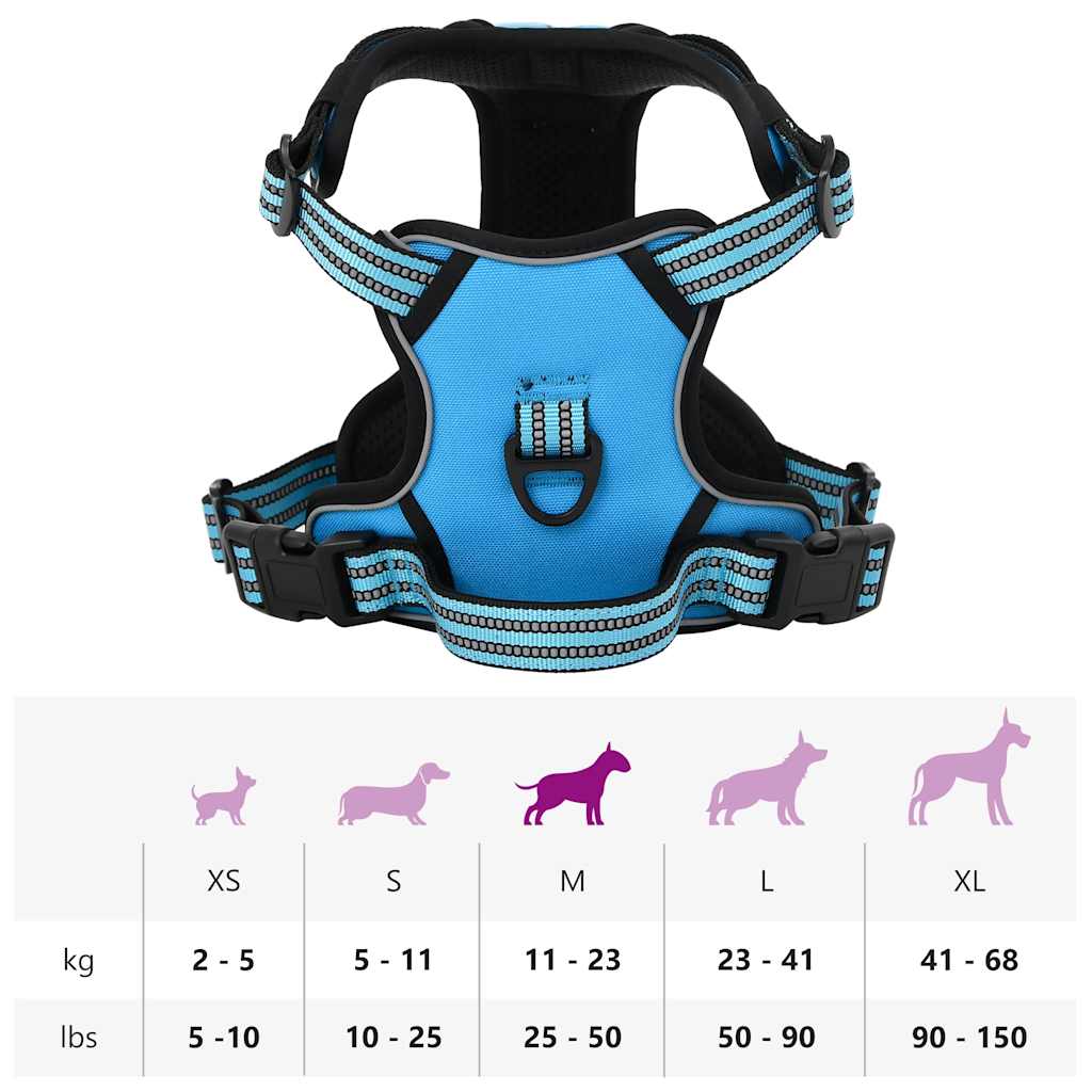 Dog Harness with Reflective Stripes Adjustable Blue M