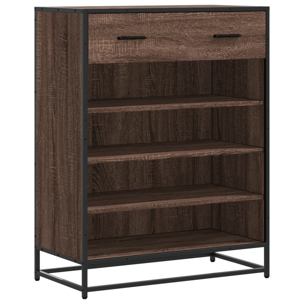 Shoe Cabinet Brown Oak 75x38x97.5 cm Engineered Wood and Metal