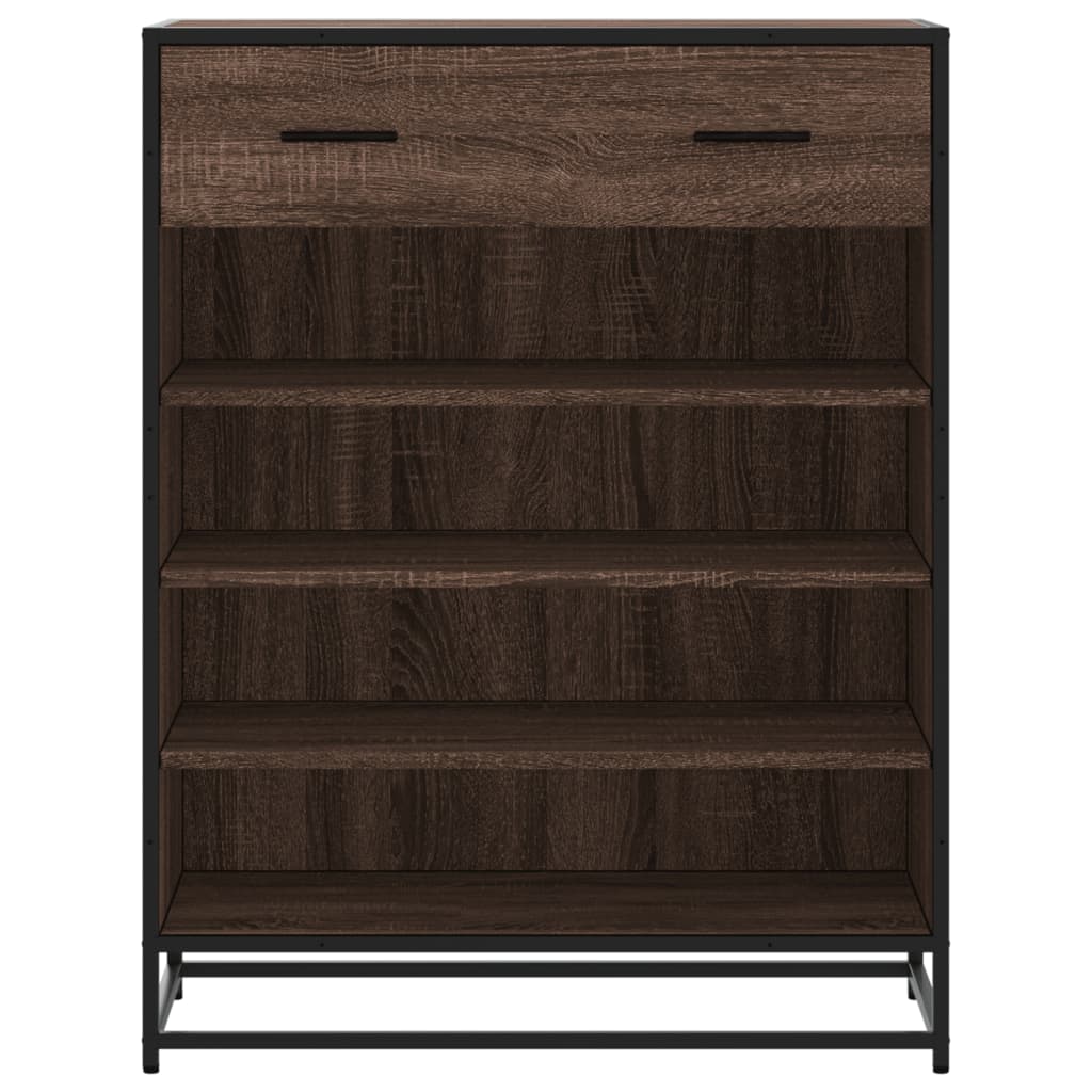 Shoe Cabinet Brown Oak 75x38x97.5 cm Engineered Wood and Metal
