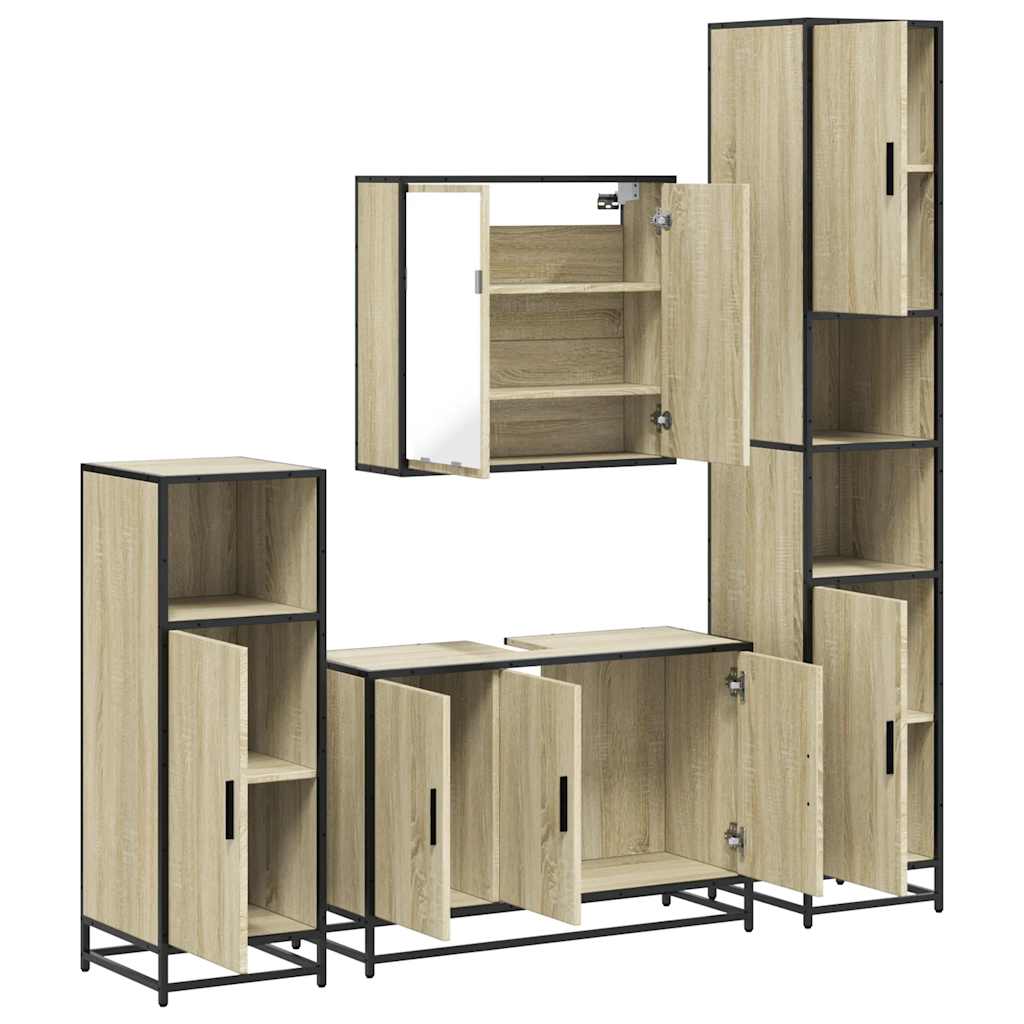 4 Piece Bathroom Furniture Set Sonoma Oak Engineered Wood