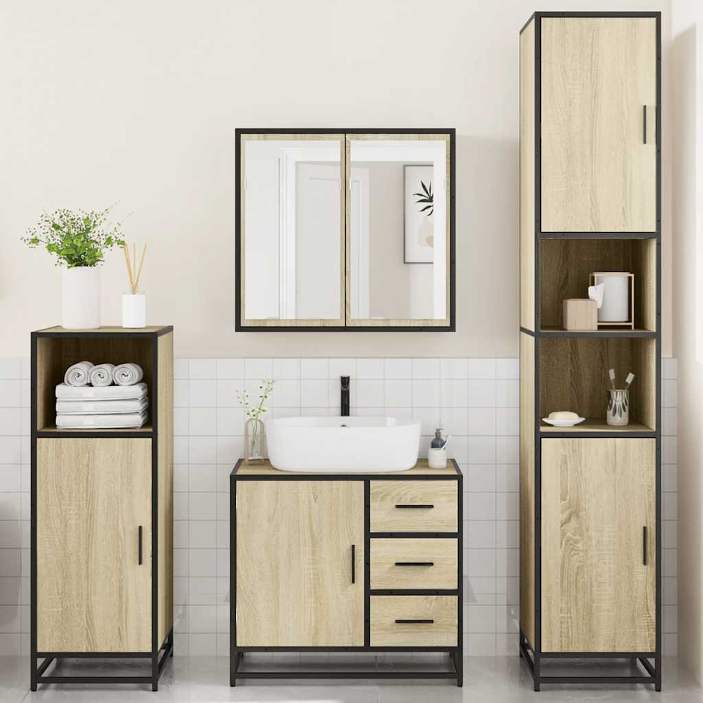 4 Piece Bathroom Furniture Set Sonoma Oak Engineered Wood