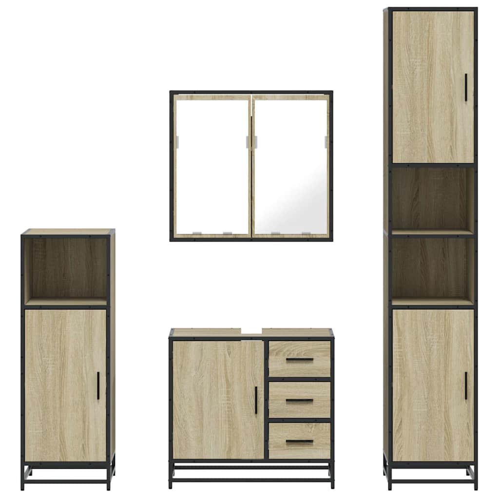 4 Piece Bathroom Furniture Set Sonoma Oak Engineered Wood