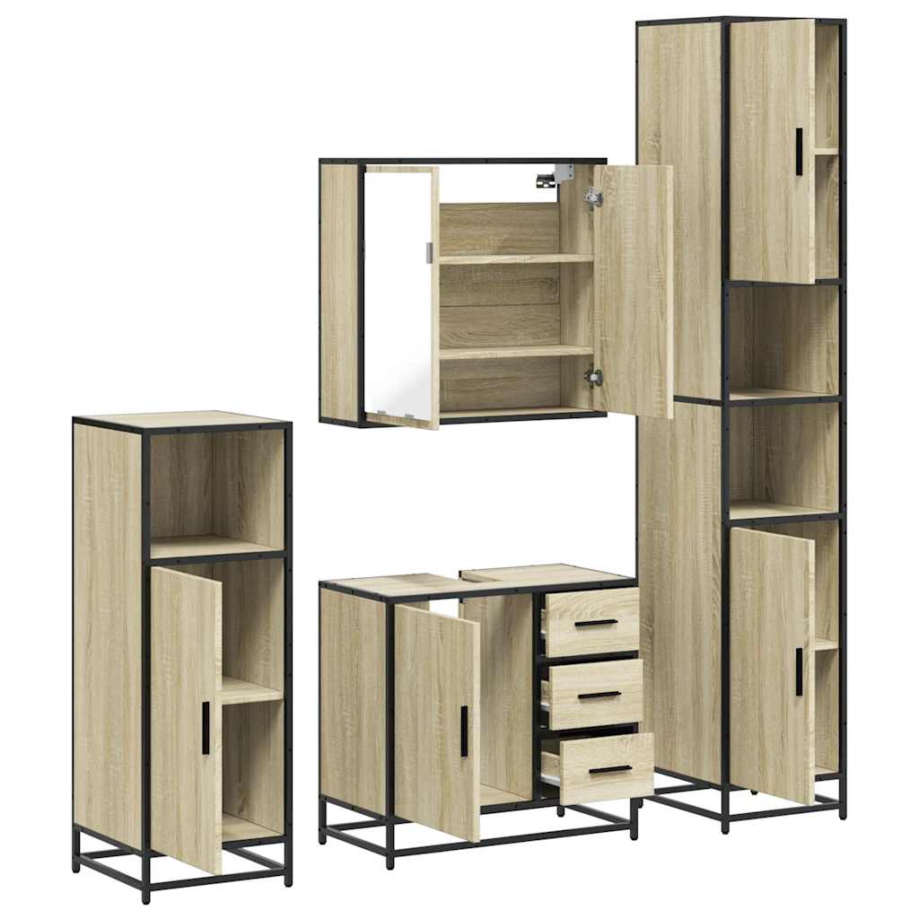 4 Piece Bathroom Furniture Set Sonoma Oak Engineered Wood