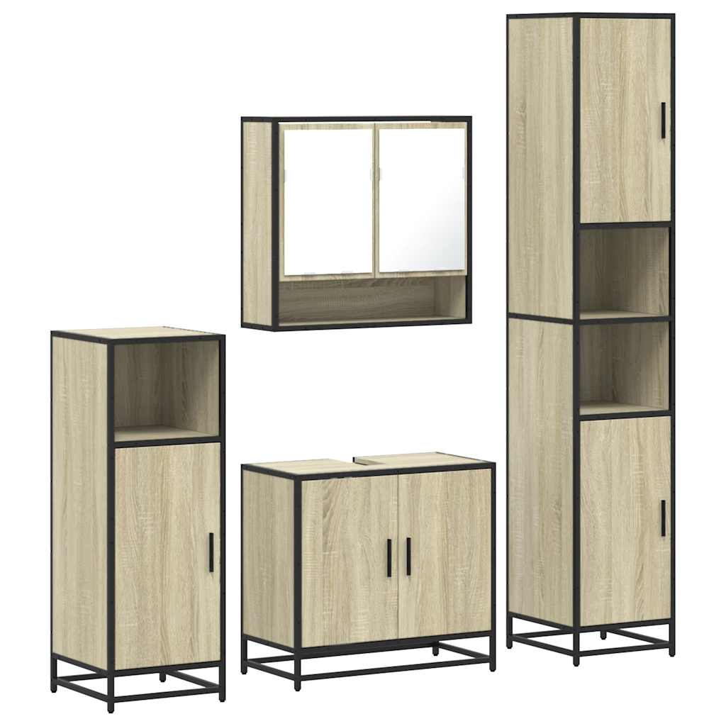 4 Piece Bathroom Furniture Set Sonoma Oak Engineered Wood