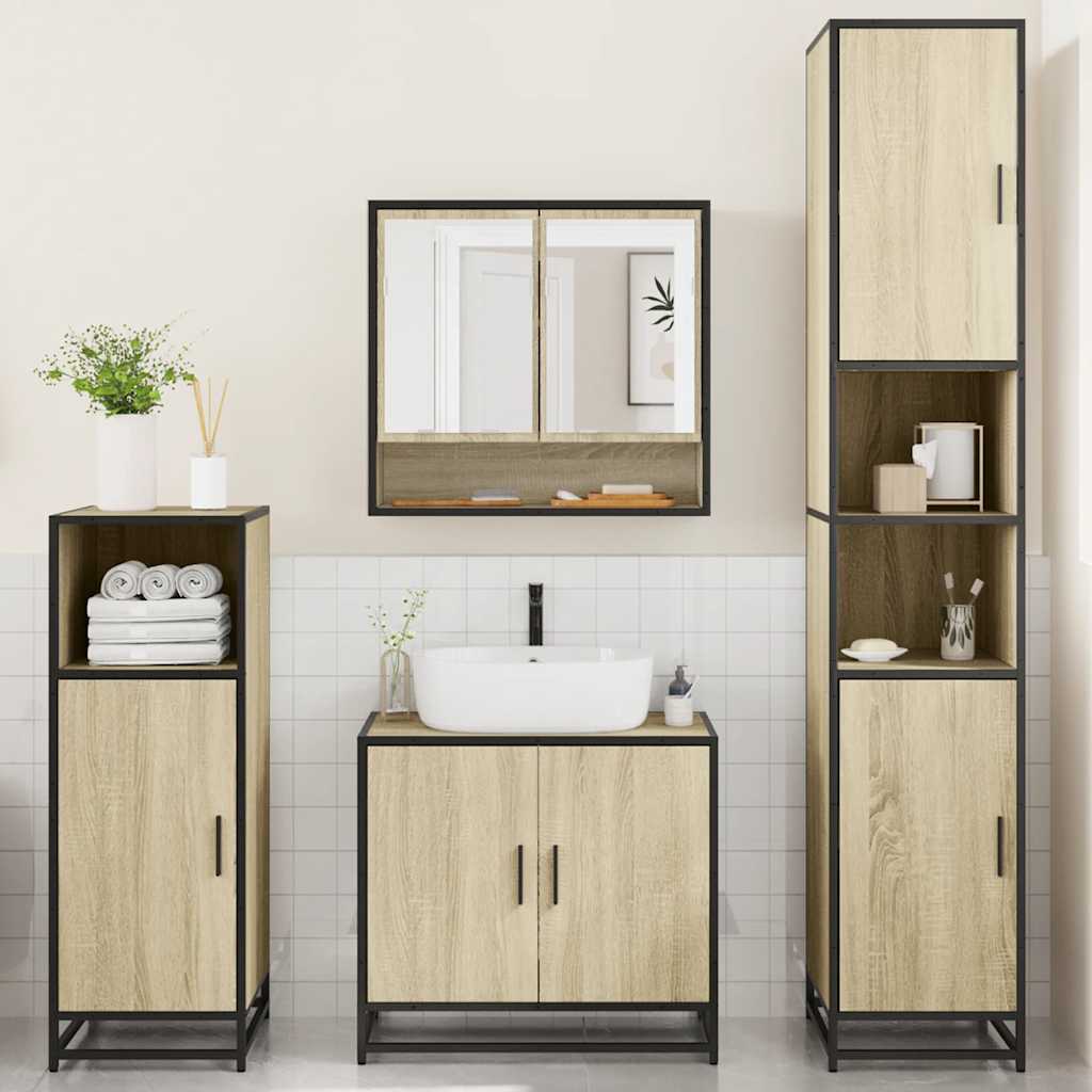 4 Piece Bathroom Furniture Set Sonoma Oak Engineered Wood