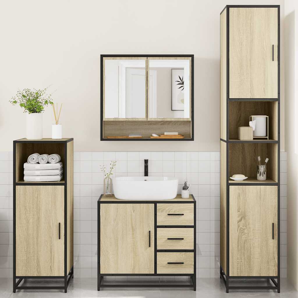 4 Piece Bathroom Furniture Set Sonoma Oak Engineered Wood