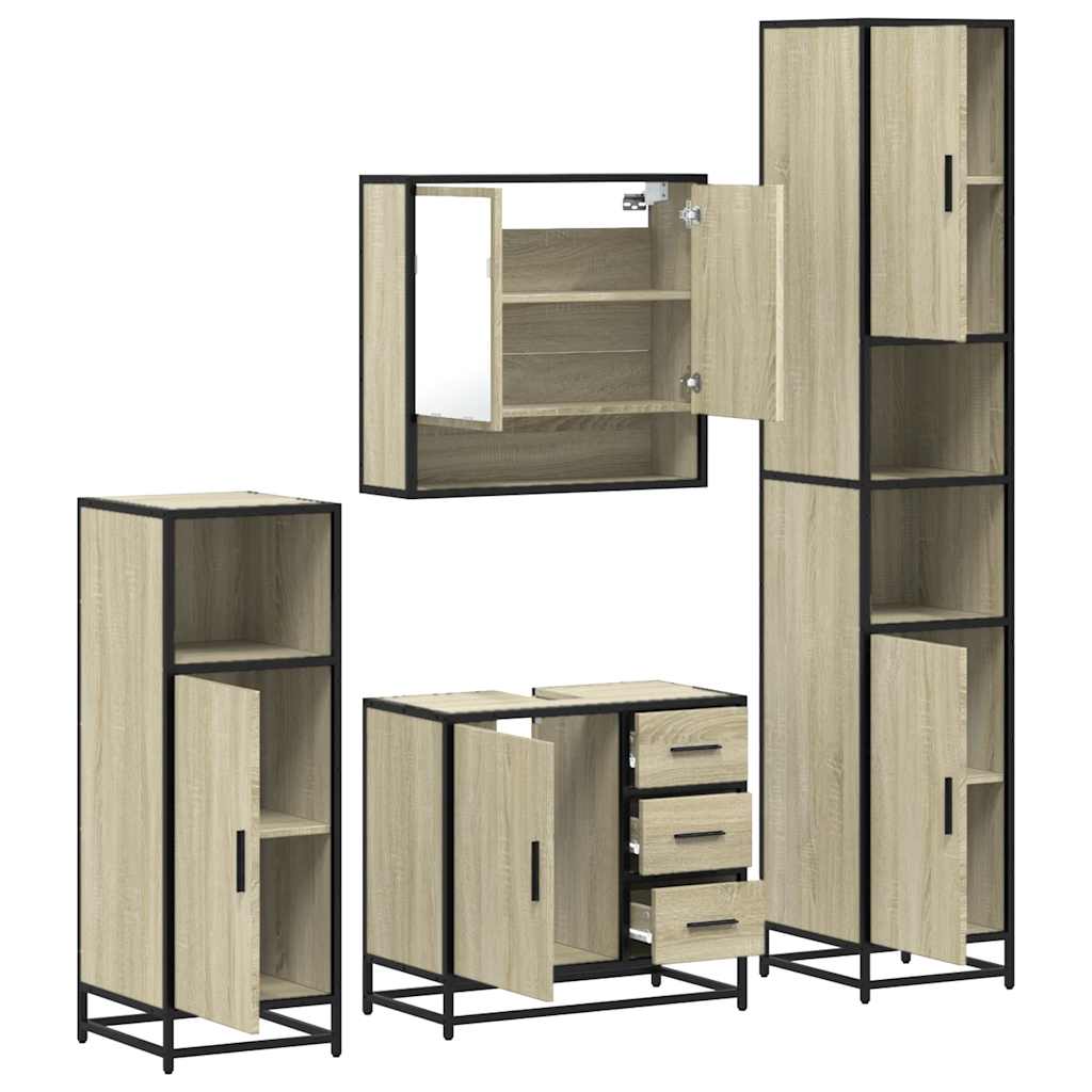 4 Piece Bathroom Furniture Set Sonoma Oak Engineered Wood