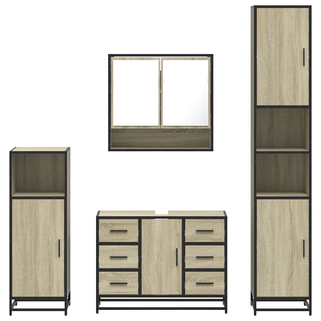 4 Piece Bathroom Furniture Set Sonoma Oak Engineered Wood