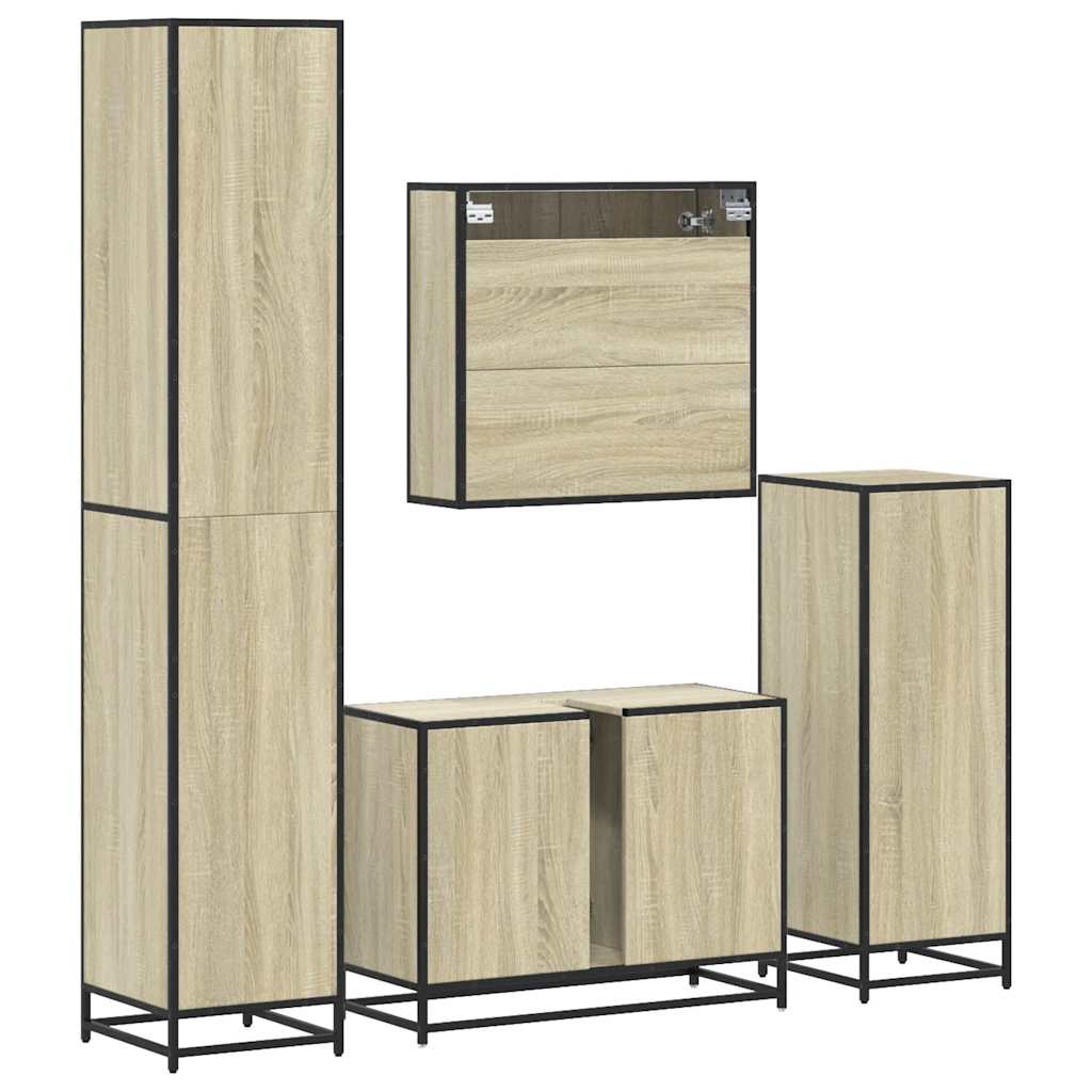 4 Piece Bathroom Furniture Set Sonoma Oak Engineered Wood