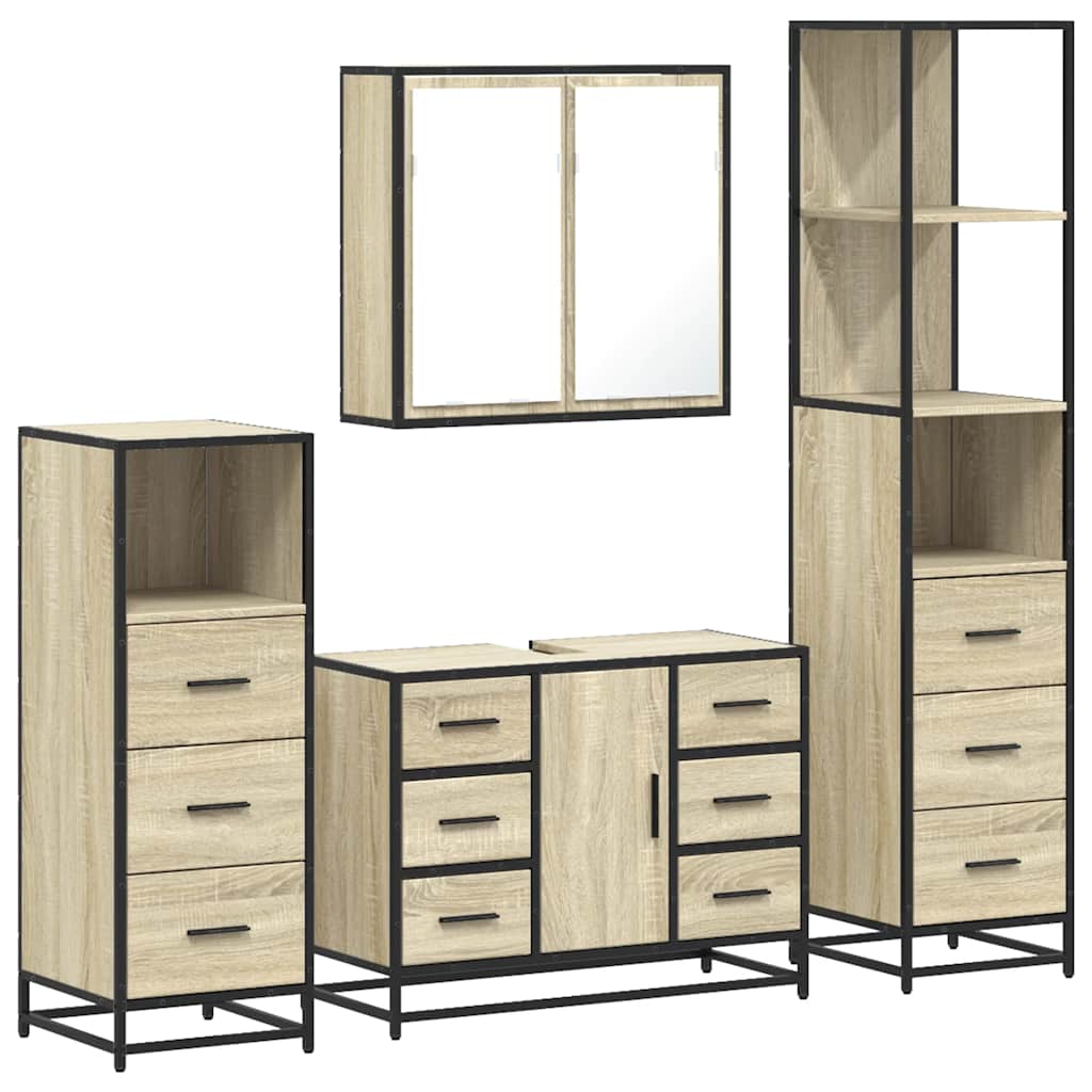 4 Piece Bathroom Furniture Set Sonoma Oak Engineered Wood