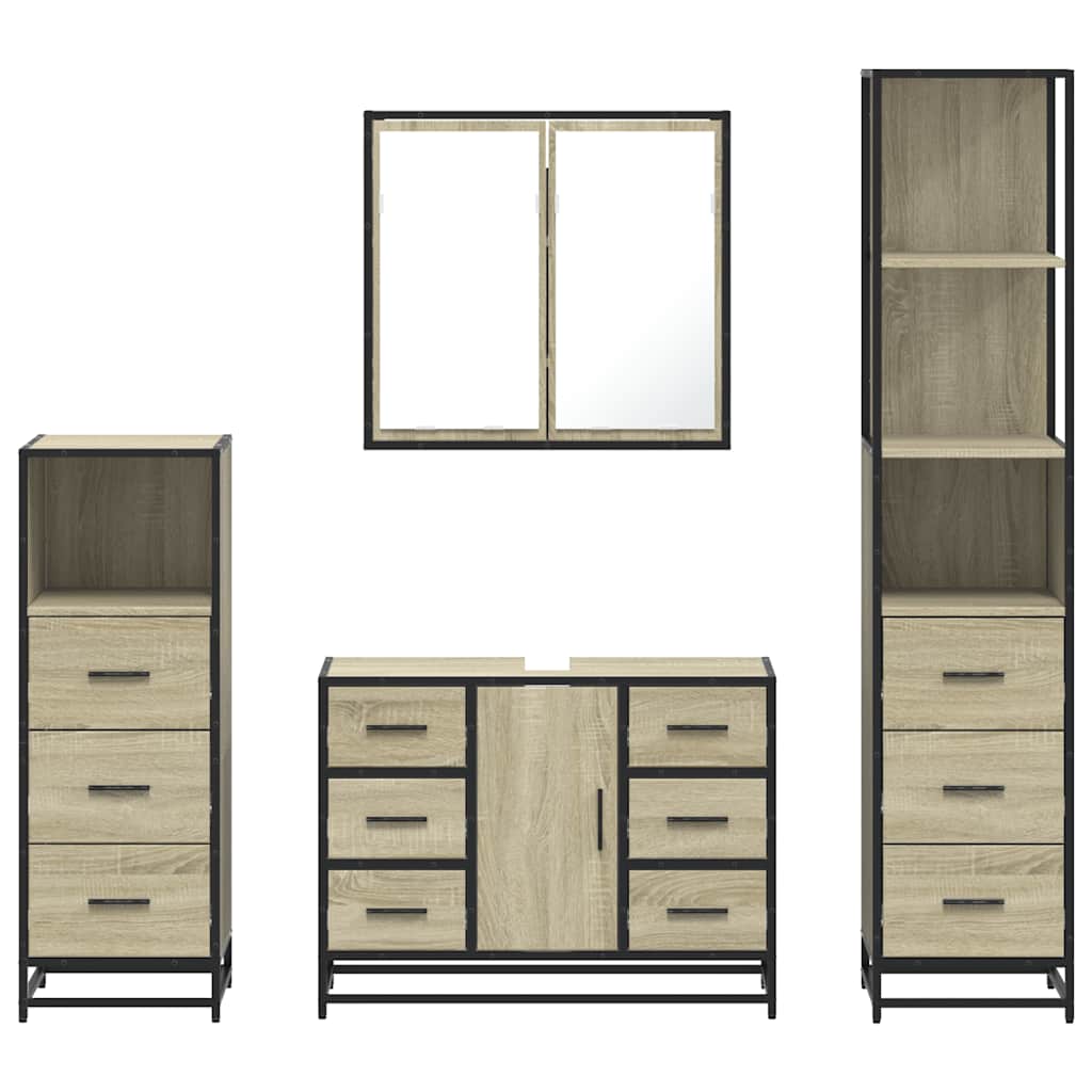 4 Piece Bathroom Furniture Set Sonoma Oak Engineered Wood