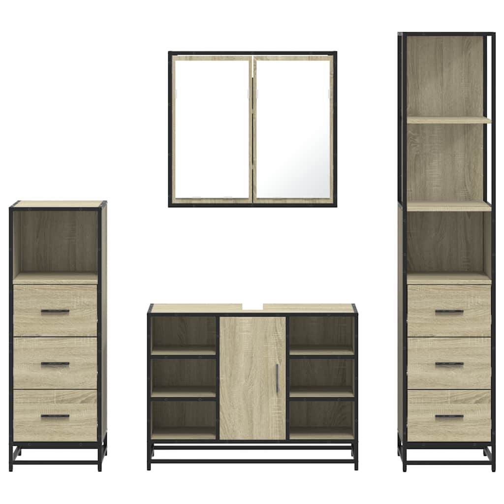 4 Piece Bathroom Furniture Set Sonoma Oak Engineered Wood