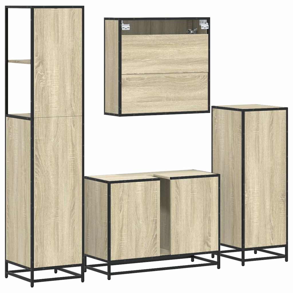 4 Piece Bathroom Furniture Set Sonoma Oak Engineered Wood