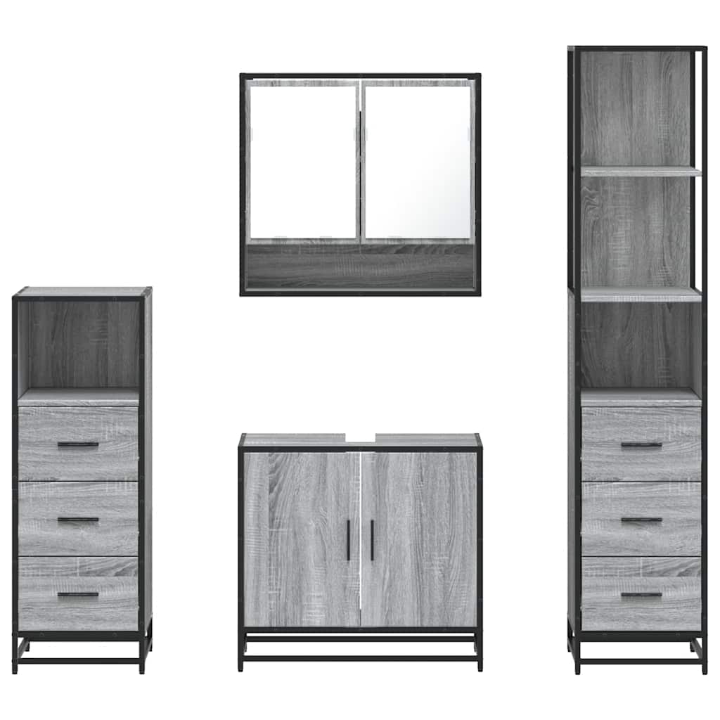 4 Piece Bathroom Furniture Set Grey Sonoma Engineered Wood