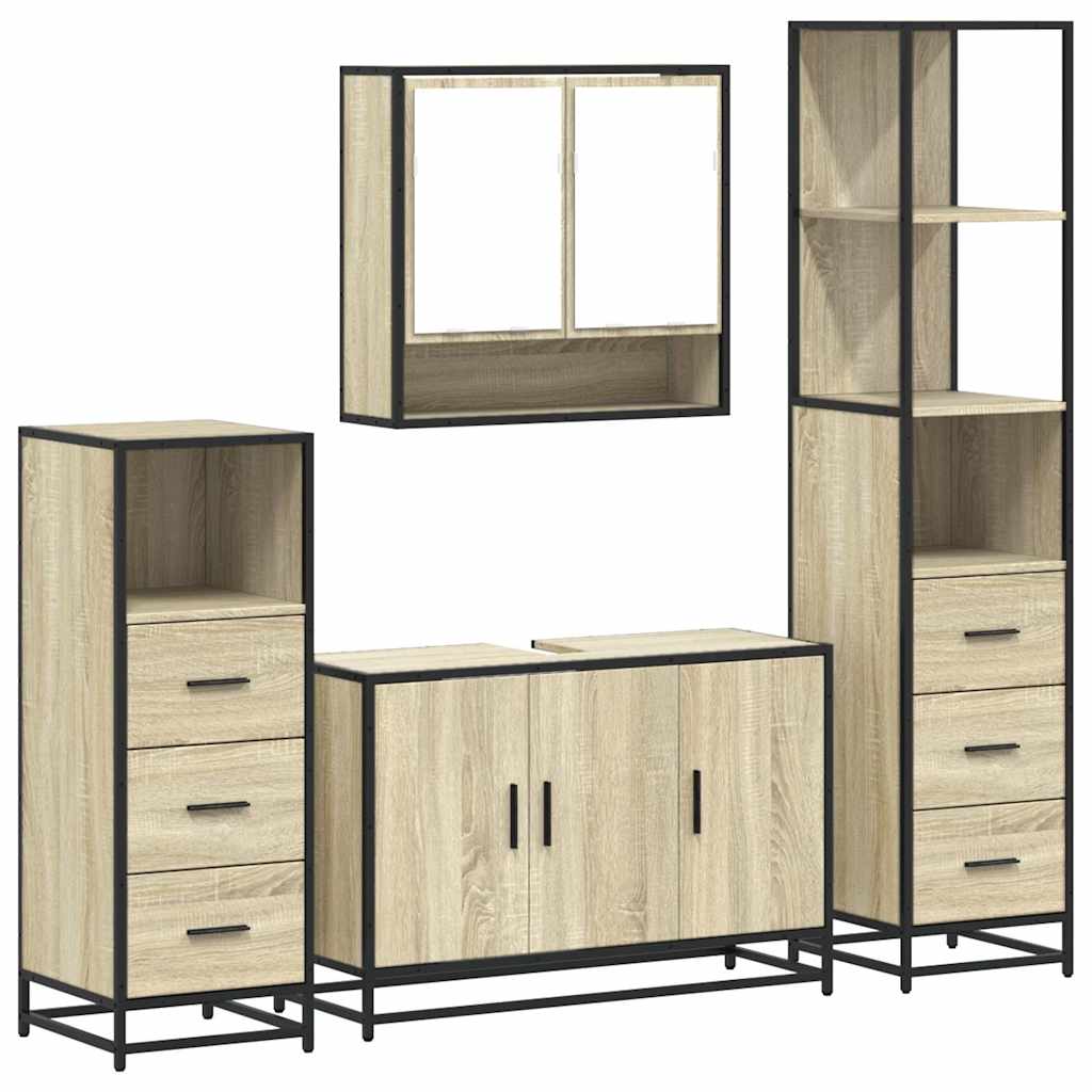 4 Piece Bathroom Furniture Set Sonoma Oak Engineered Wood