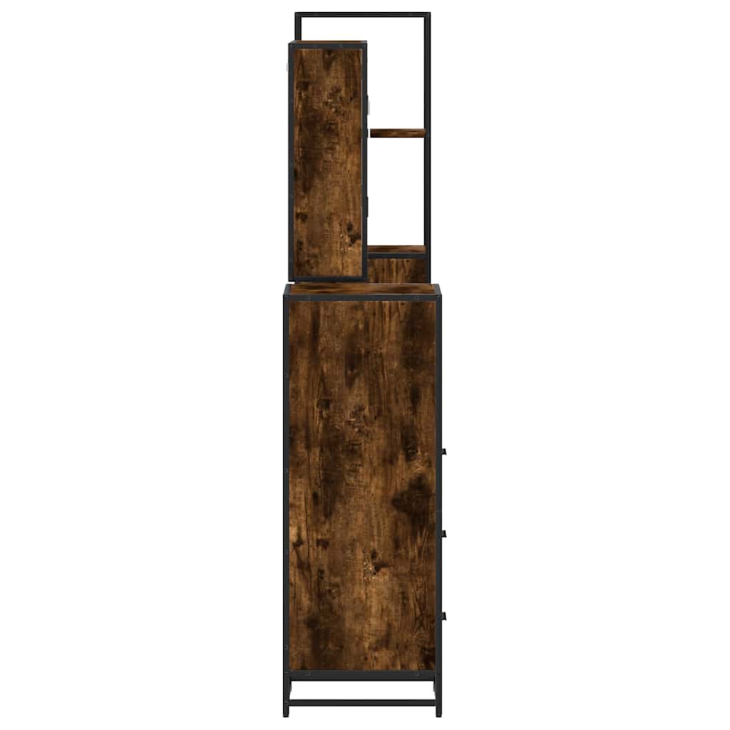 4 Piece Bathroom Furniture Set Smoked Oak Engineered Wood
