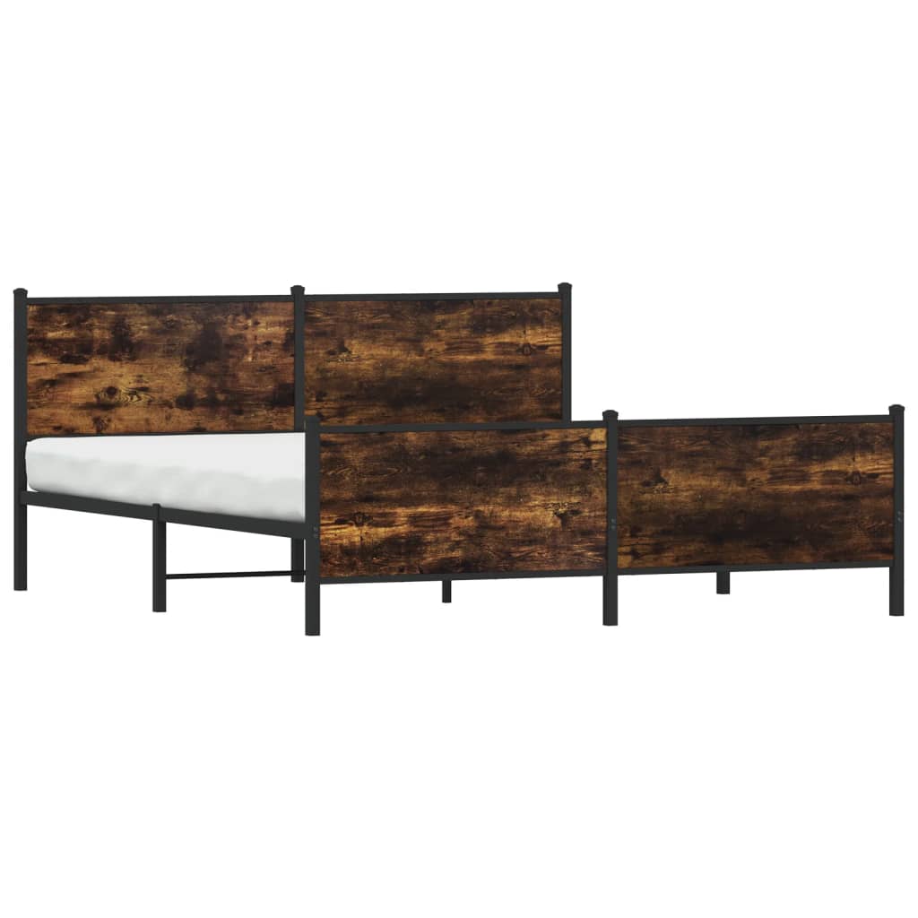 Metal Bed Frame without Mattress Smoked Oak 200x200 cm
