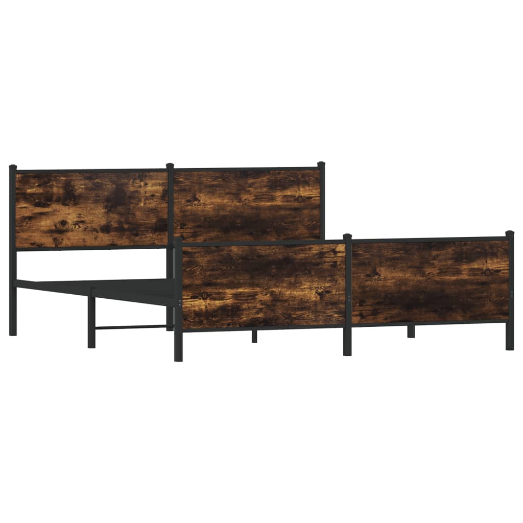 Metal Bed Frame without Mattress Smoked Oak 200x200 cm
