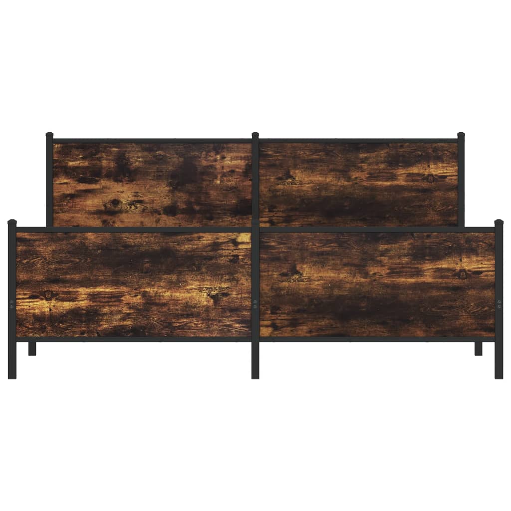 Metal Bed Frame without Mattress Smoked Oak 200x200 cm