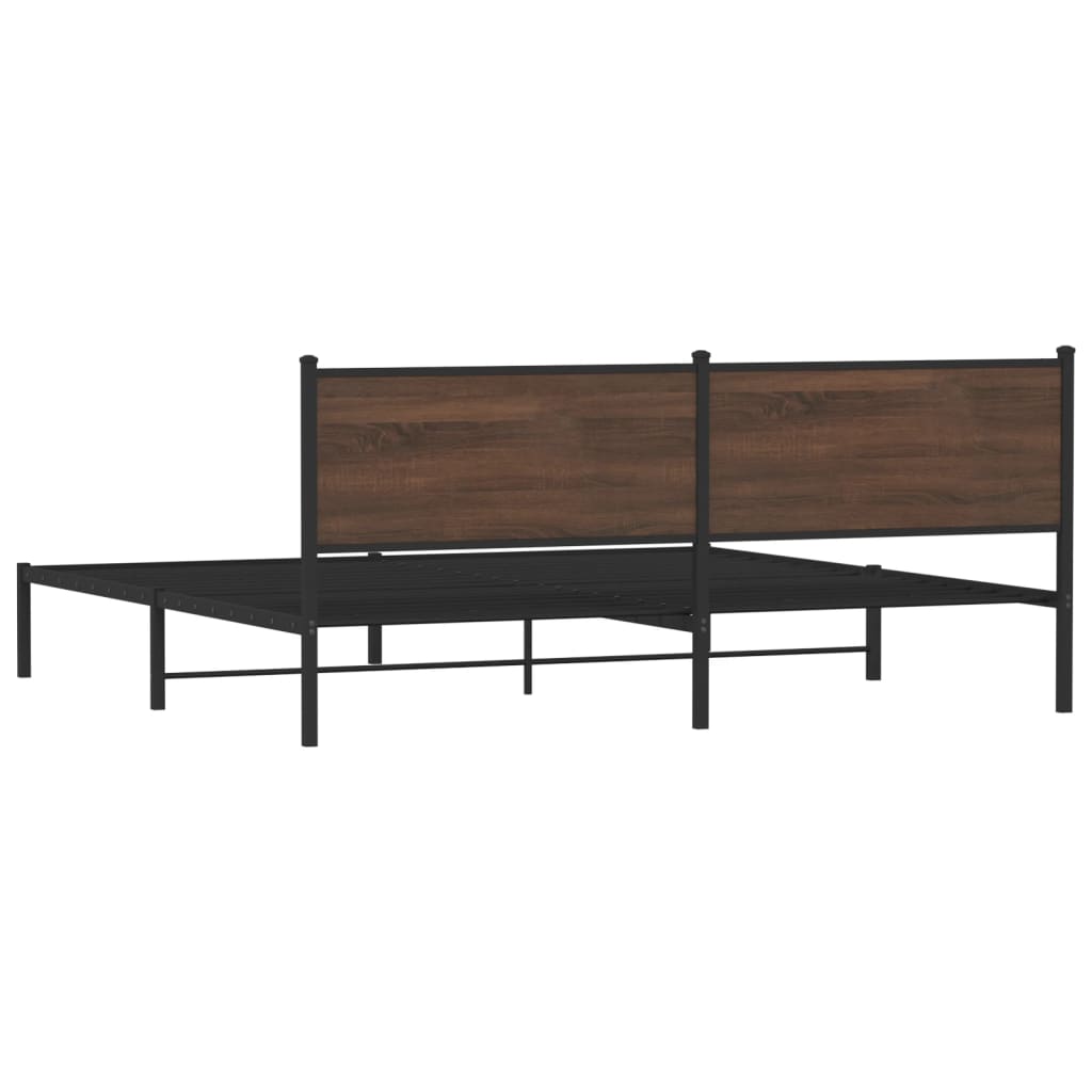 Metal Bed Frame without Mattress Brown Oak 200x200 cm