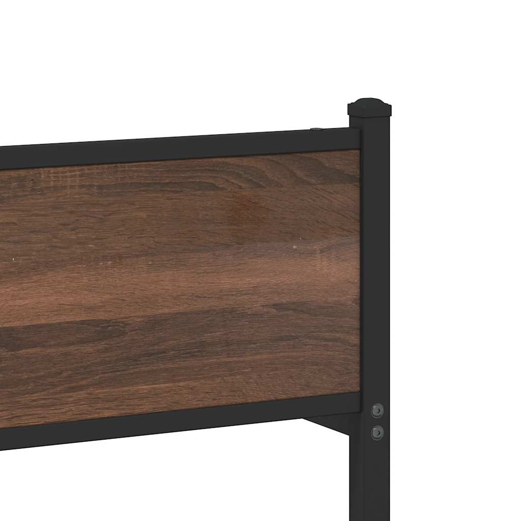 Metal Bed Frame without Mattress Brown Oak 160x200 cm