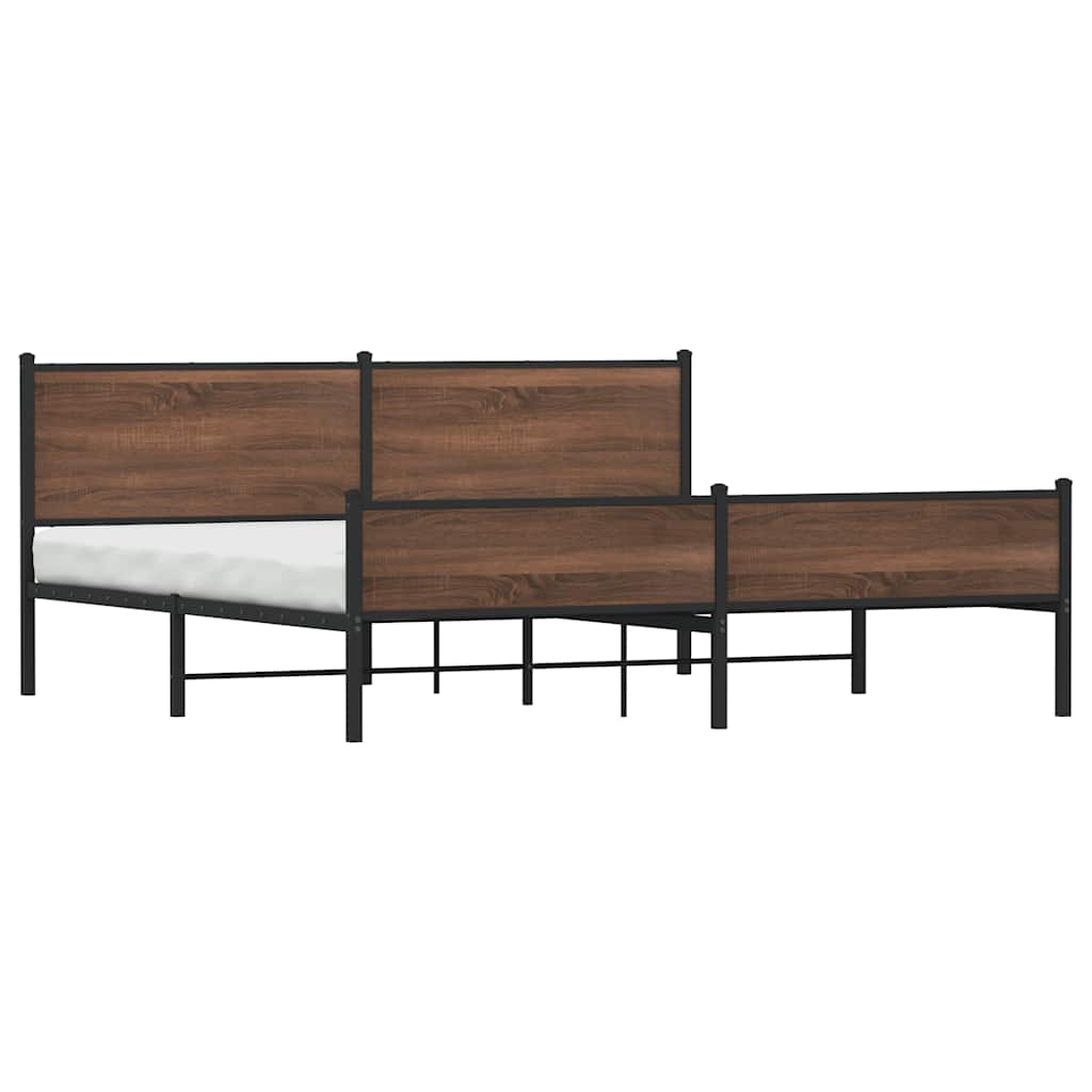 Metal Bed Frame without Mattress Brown Oak 200x200 cm