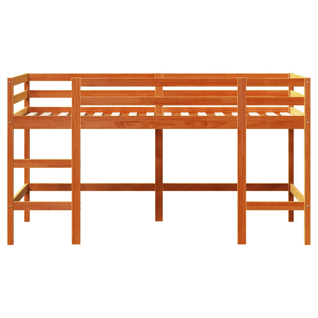 Kids' Loft Bed without Mattress with Ladder Wax Brown 90x200 cm