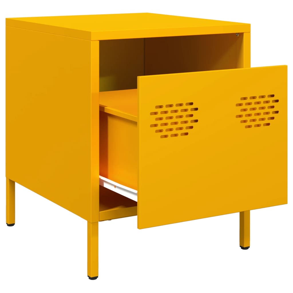 Bedside Cabinets 2 pcs Mustard Yellow 35x39x43.5 cm Steel