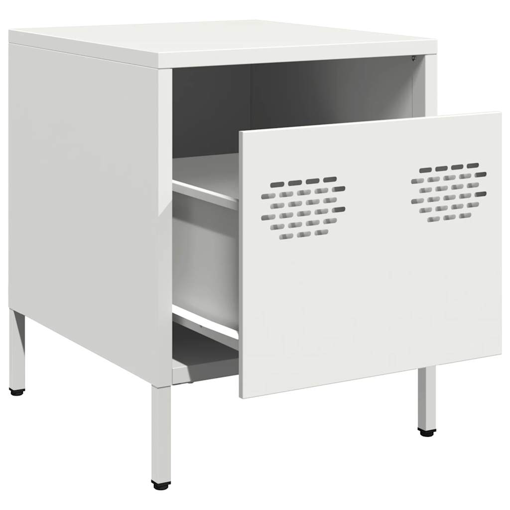 Bedside Cabinet White 35x39x43.5 cm Steel