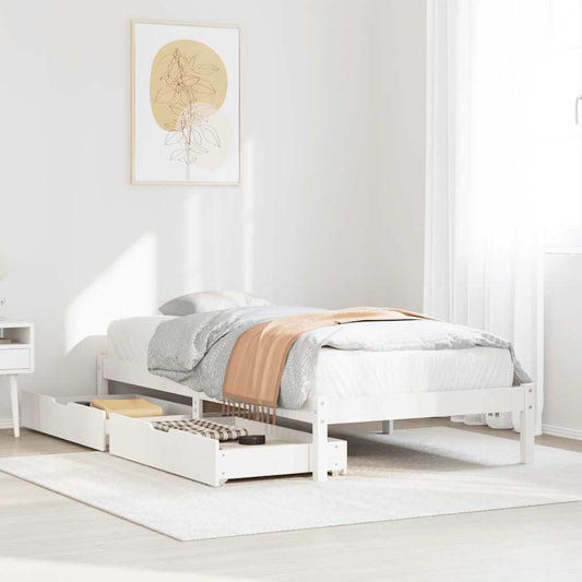 Bed Frame without Mattress White 100x200 cm Solid Wood Pine