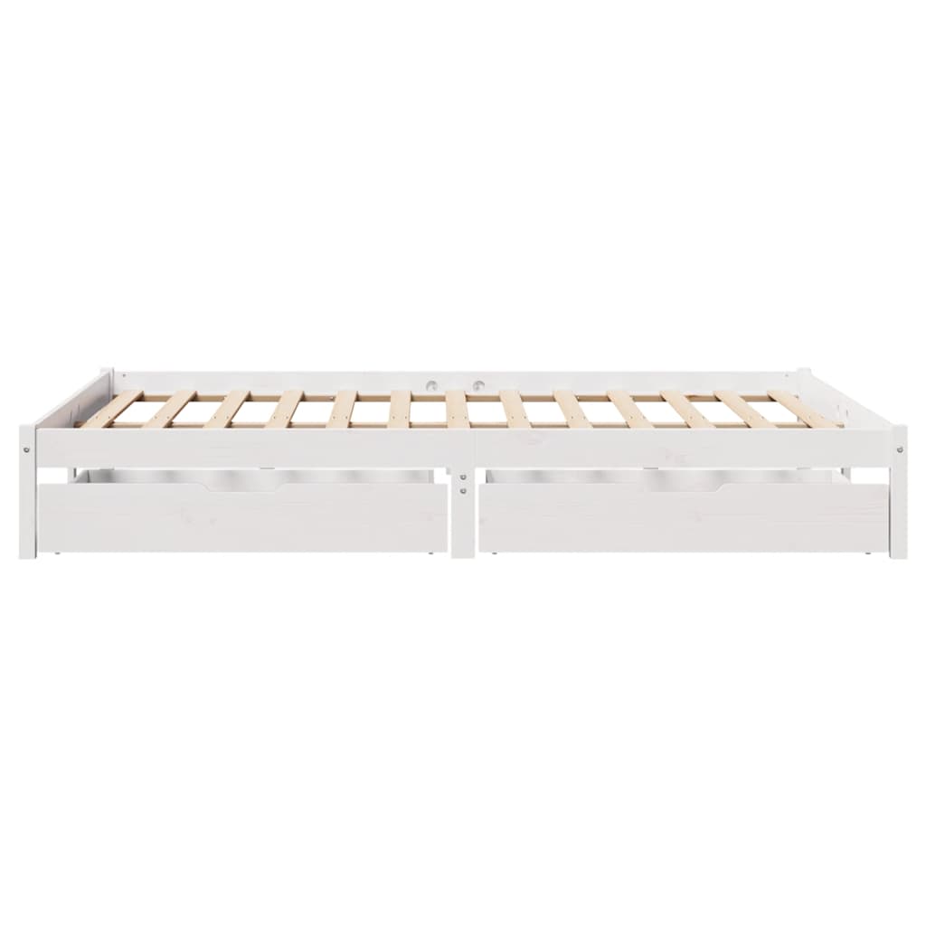 Bed Frame without Mattress White 150x200 cm King Size Solid Wood Pine
