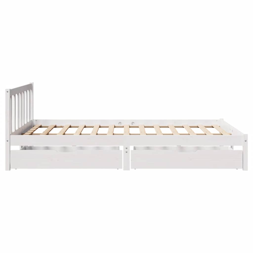Bed Frame without Mattress White 135x190 cm Double Solid Wood Pine