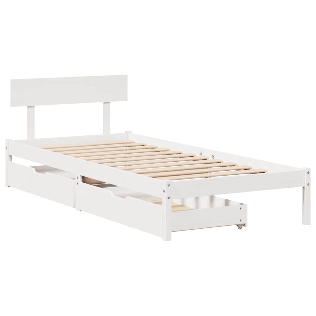Bed Frame without Mattress White 90x190 cm Single Solid Wood Pine