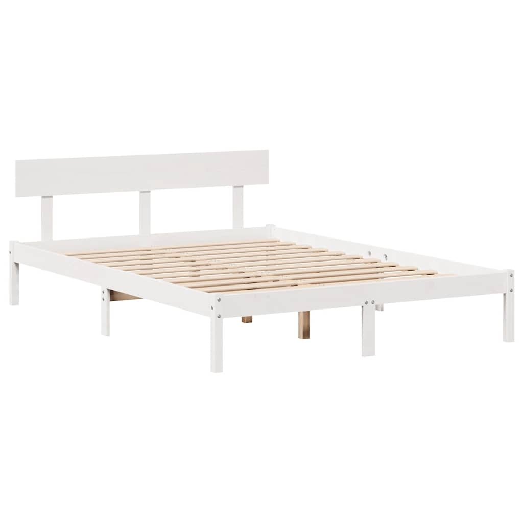 Bed Frame without Mattress White 140x190 cm Solid Wood Pine
