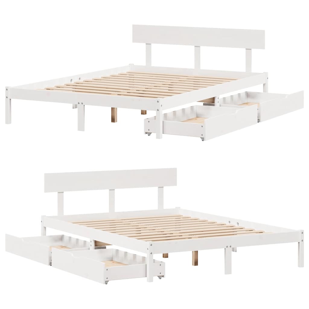 Bed Frame without Mattress White 140x190 cm Solid Wood Pine