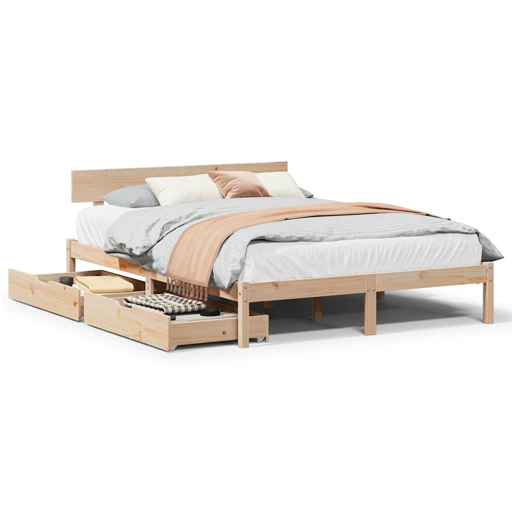 Bed Frame without Mattress 150x200 cm King Size Solid Wood Pine