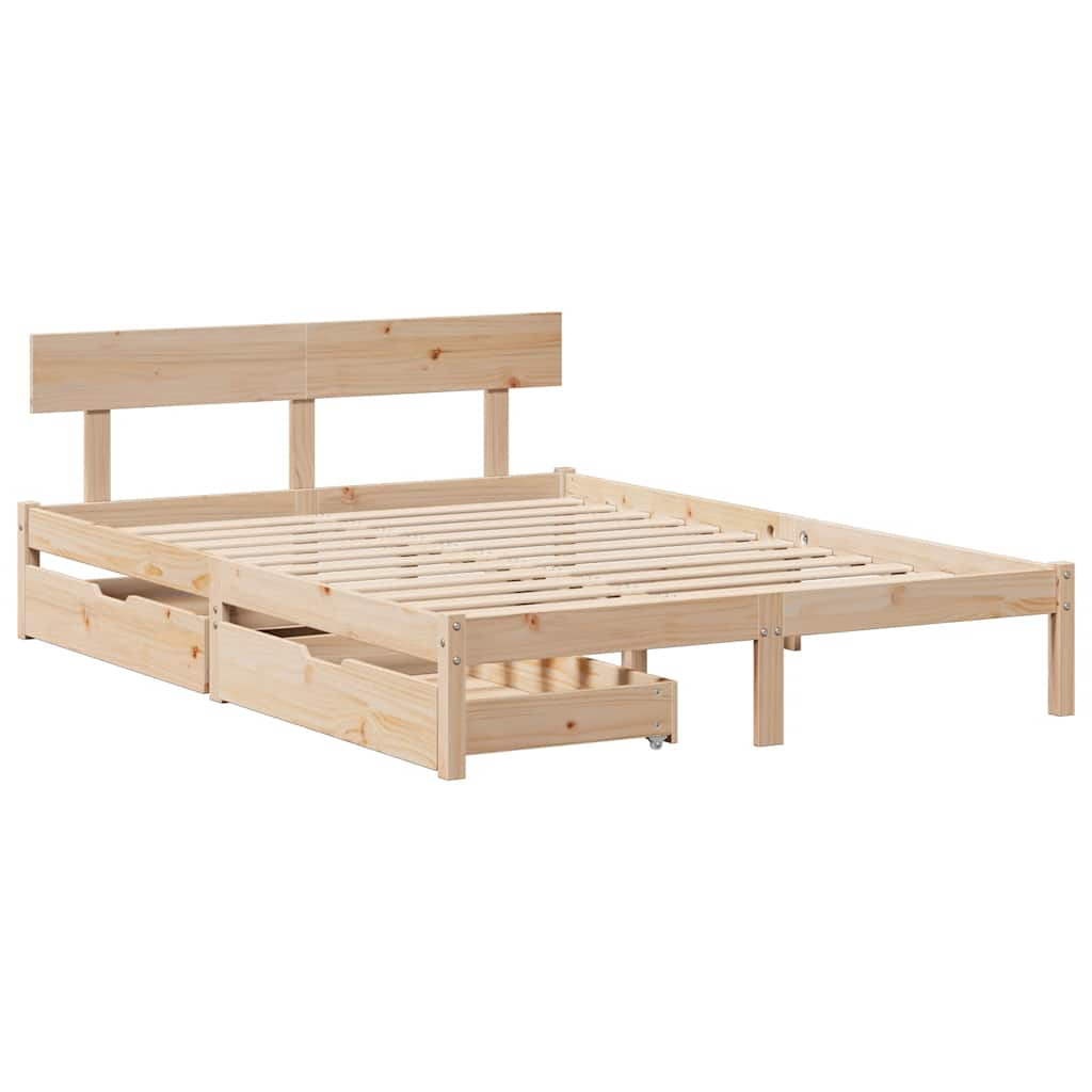 Bed Frame without Mattress 150x200 cm King Size Solid Wood Pine