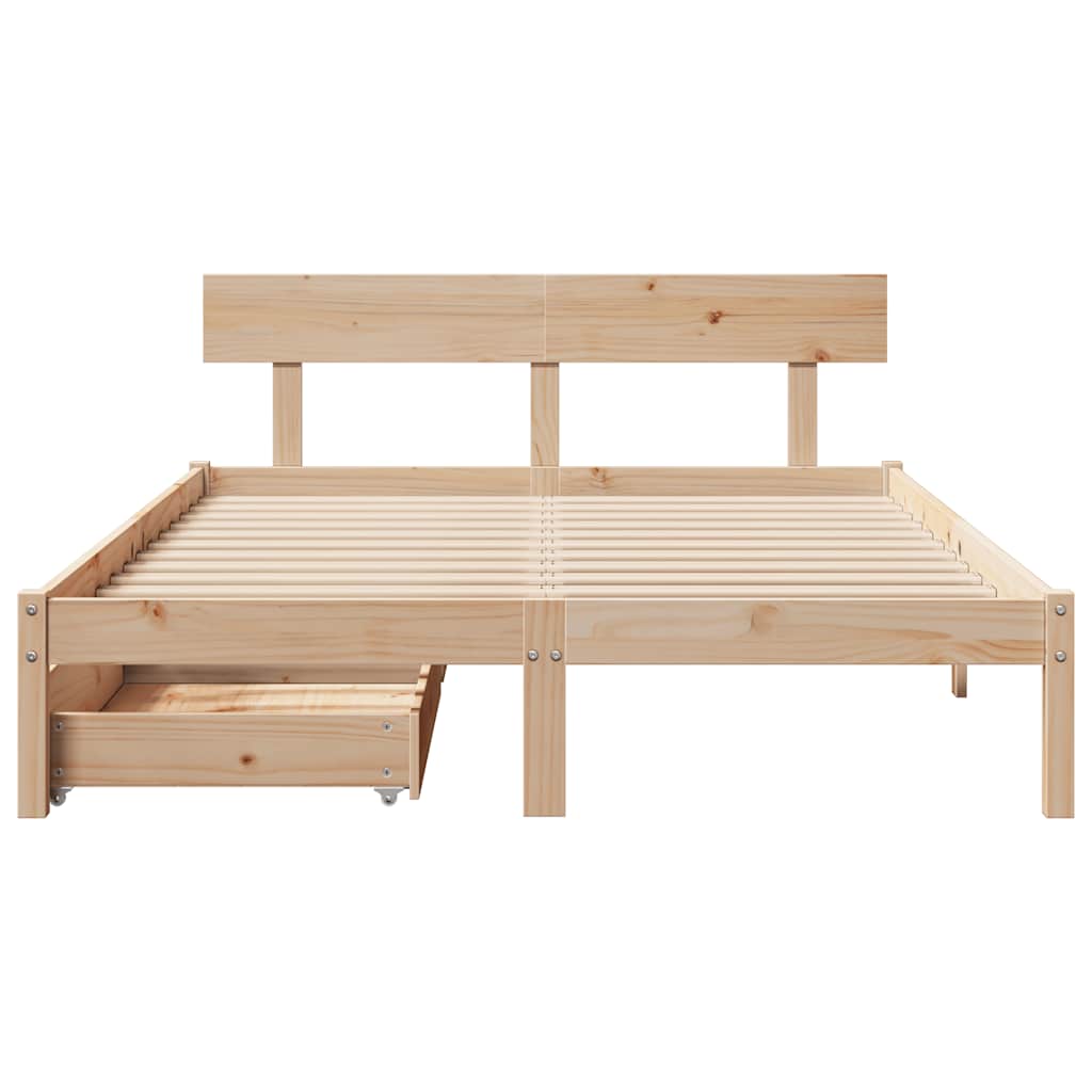 Bed Frame without Mattress 150x200 cm King Size Solid Wood Pine